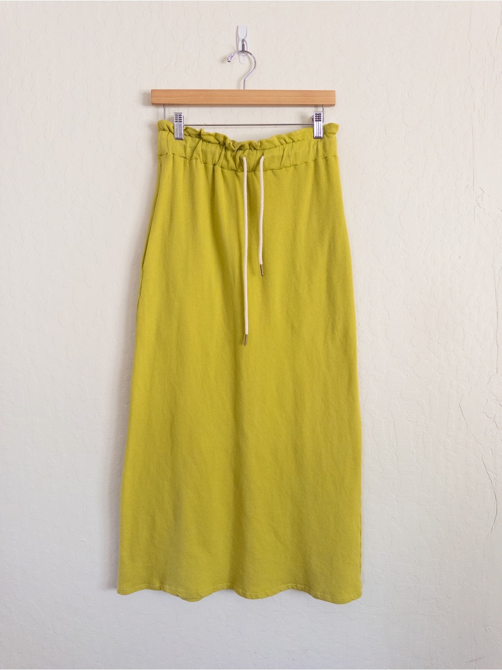 Self Contrast Pull On French Terry Sweatshirt Maxi Skirt Small Chartreuse Comfy